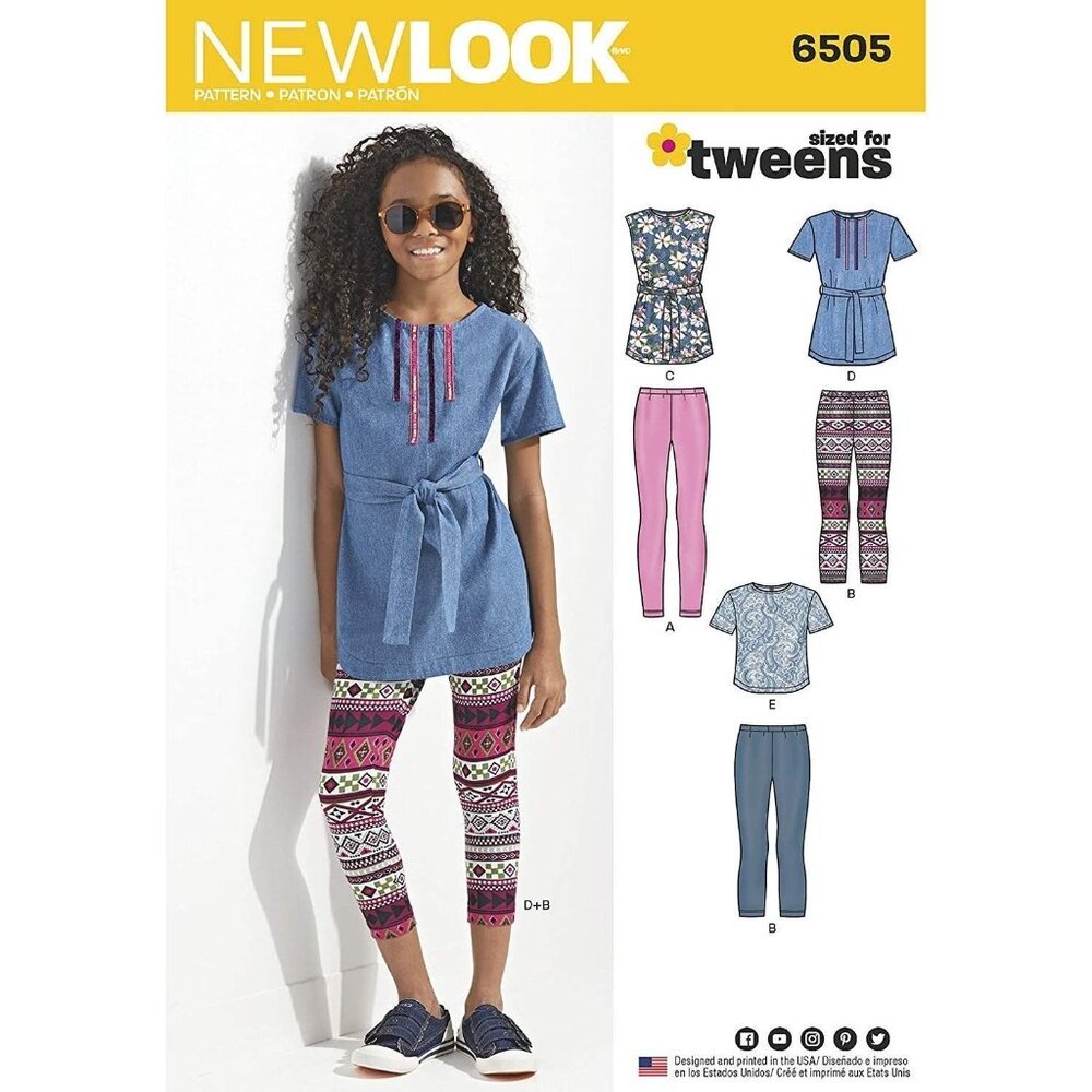 New Look Sewing Pattern 6505 Tops Leggings Girls Plus Size‎ 8-16